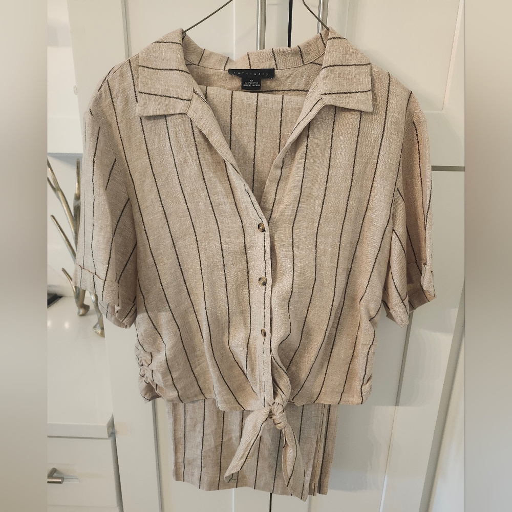 Sanctuary Linen - Cotton Shirt and Pants Set Top M Pants XXS - Picture 5 of 14